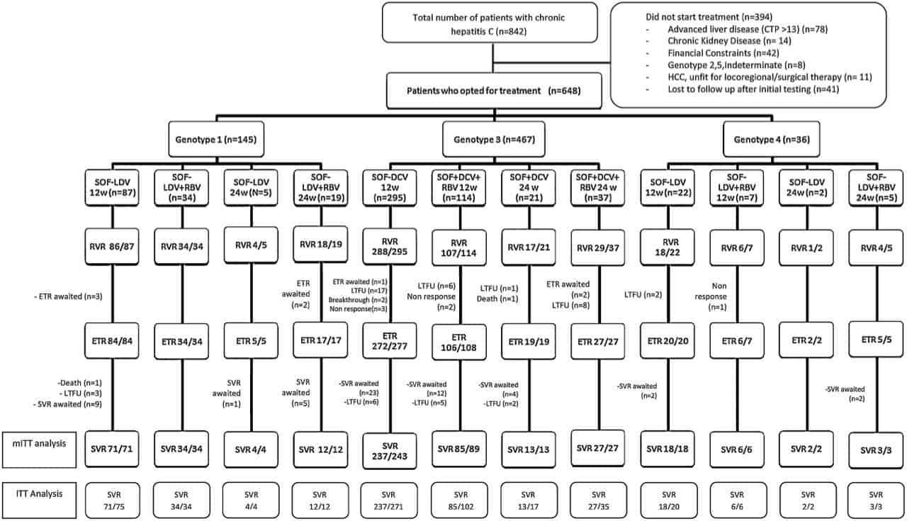 Рисунок 1. Пациенты с хроническим гепатитом С, получавших противовирусные препараты прямого действия